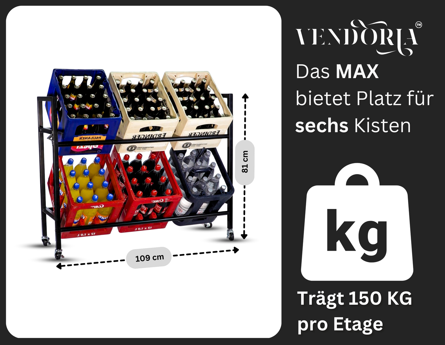 VENDORIA MAX [Das Originale Getränkekistenregal auf Rollen]