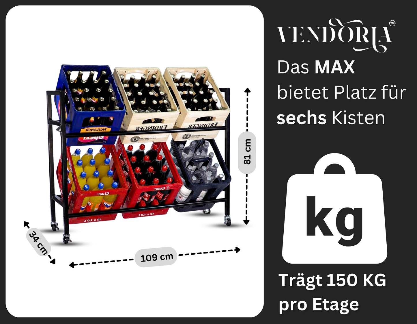 VENDORIA MAX [Das Originale Getränkekistenregal auf Rollen]
