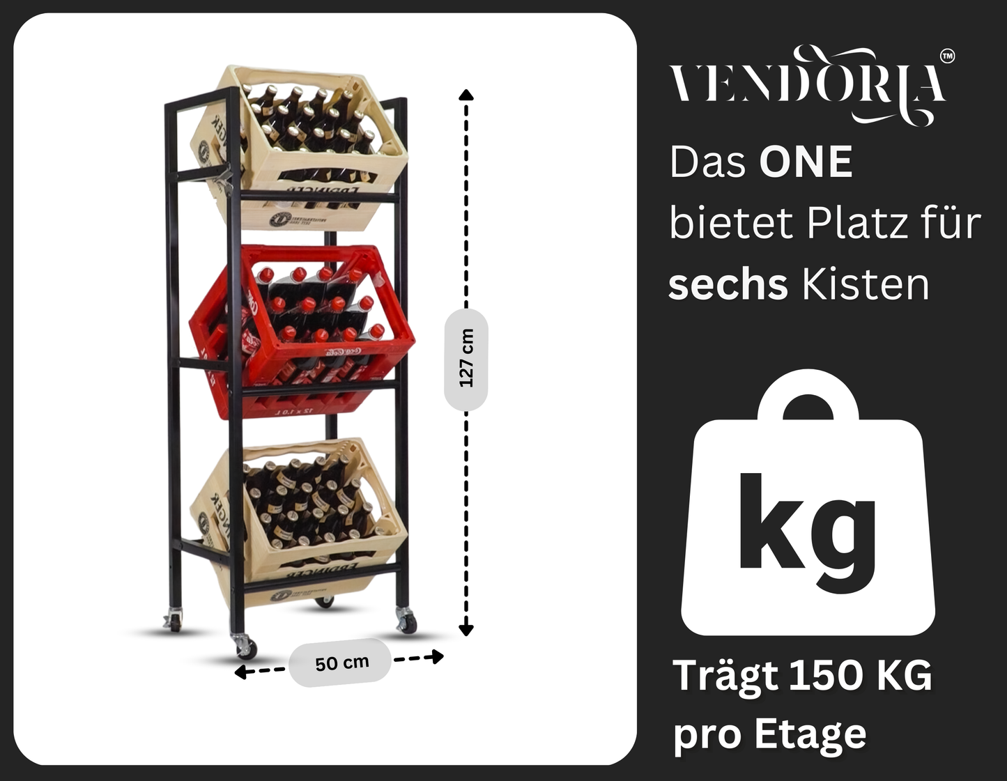 VENDORIA ONE [Das Originale Getränkekistenregal auf Rollen]